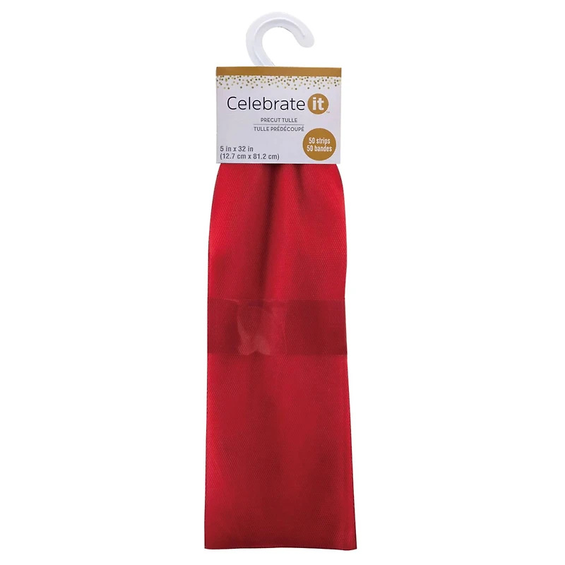 Red Pre-Cut Tulle Strips by Celebrate It™