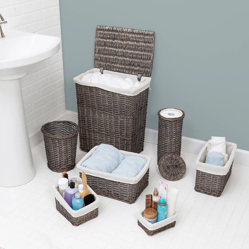 Honey Can Do 7-Piece Split Willow Woven Bathroom Storage Basket Set
