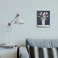 Stupell Industries Charming White Tulip Bouquet over Rustic Blue Framed Wall Art