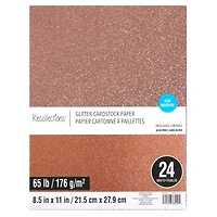 12 Packs: 24 ct. (288 total) Rose Gold Glitter 8.5" x 11" Cardstock Paper by Recollections™