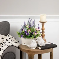 12" Lavender & Mixed Spring Floral in Weathered Ceramic Pot
