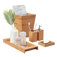 Hastings Home Bamboo Bathroom Accessories Set