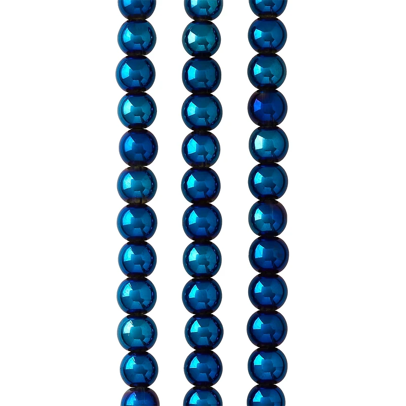 12 Pack: Iris Blue Round Glass Beads, 8mm by Bead Landing™