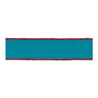 4" x 5yd. Blue Wool & Red Tinsel Wired Ribbon, 2ct.