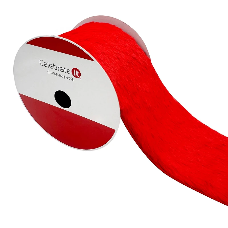 3.5" x 15ft. Wired Faux Fur Ribbon by Celebrate It