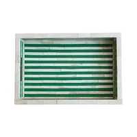 Hello Honey® 18" Green & Cream Reclaimed Wood Tray with Handles