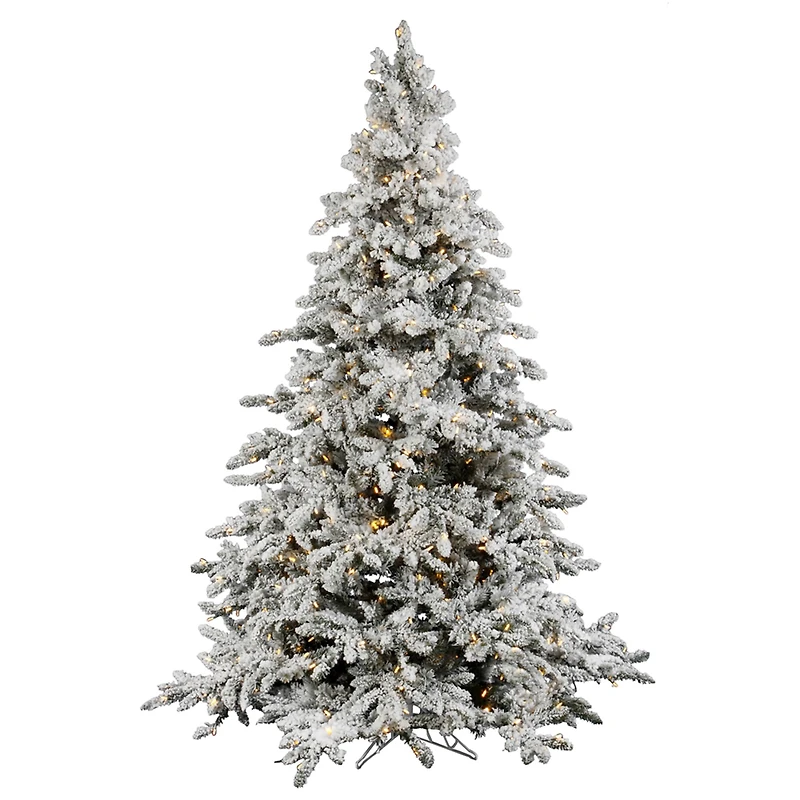 7.5ft. Pre-Lit Flocked Utica Fir Artificial Christmas Tree, Pure White LED Lights