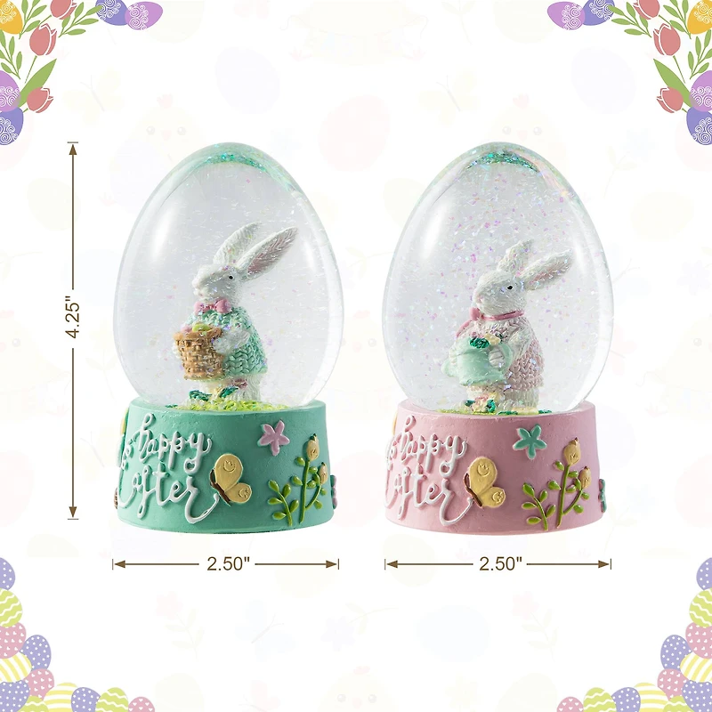 Glitzhome® Easter Bunny Waterglobes Set
