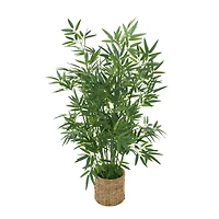 40" Green Realistic Foliage Plant in Brown Seagrass Pot