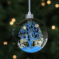 5" Pre-Lit Silver Woodland Animals Christmas Ornament