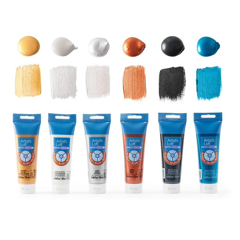 12 Packs: 6 ct. (72 total) Metallic Acrylic Paint Set by Artist's Loft™