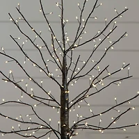 2ft. Pre-Lit Artificial Halloween Black Twig Tree with 210 Warm White Fairy Copper Wire LED Lights