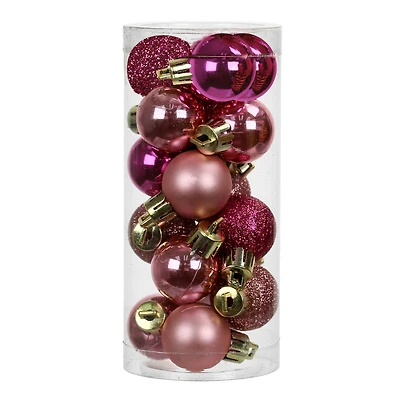 16 Pack 25mm Mini Pink Plastic Ball Ornaments by Ashland®