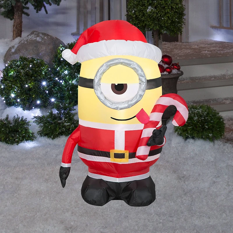 3.5ft. Airblown® Inflatable Christmas Minion Stuart Licking Candy Cane