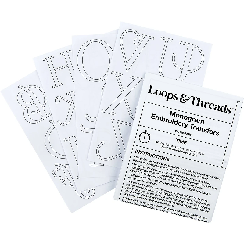 Monogram Iron-On Embroidery Transfer Set by Loops & Threads®