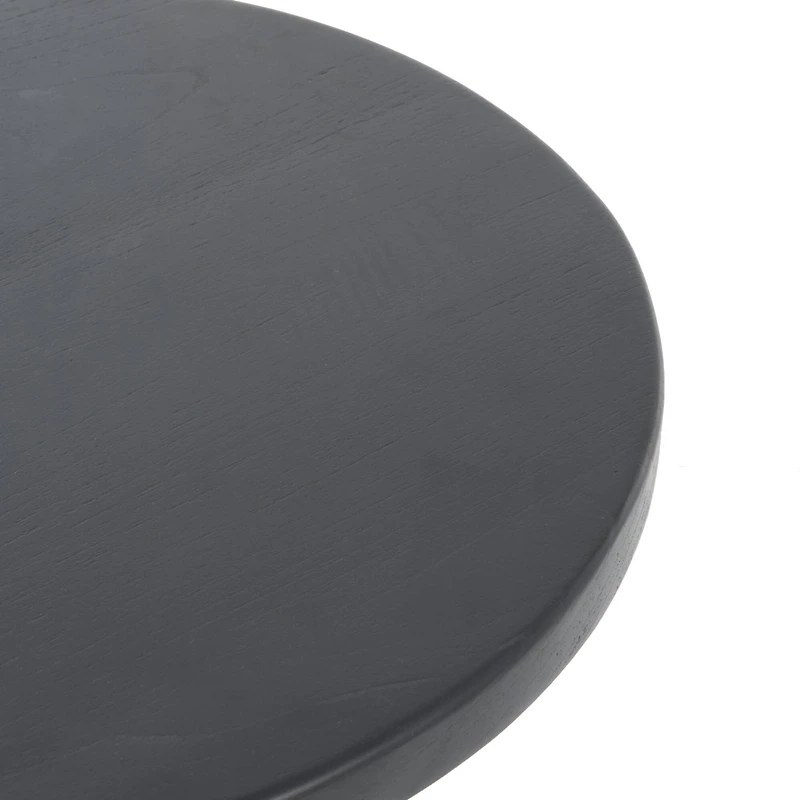 20.5" Black Wood Accent Table with Ivory Marble Base