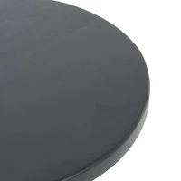 20.5" Black Wood Accent Table with Ivory Marble Base