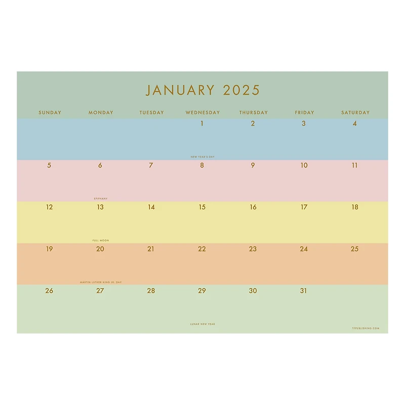 TF Publishing Medium 2025 Super Stripe Monthly Blotter Desk Pad Calendar