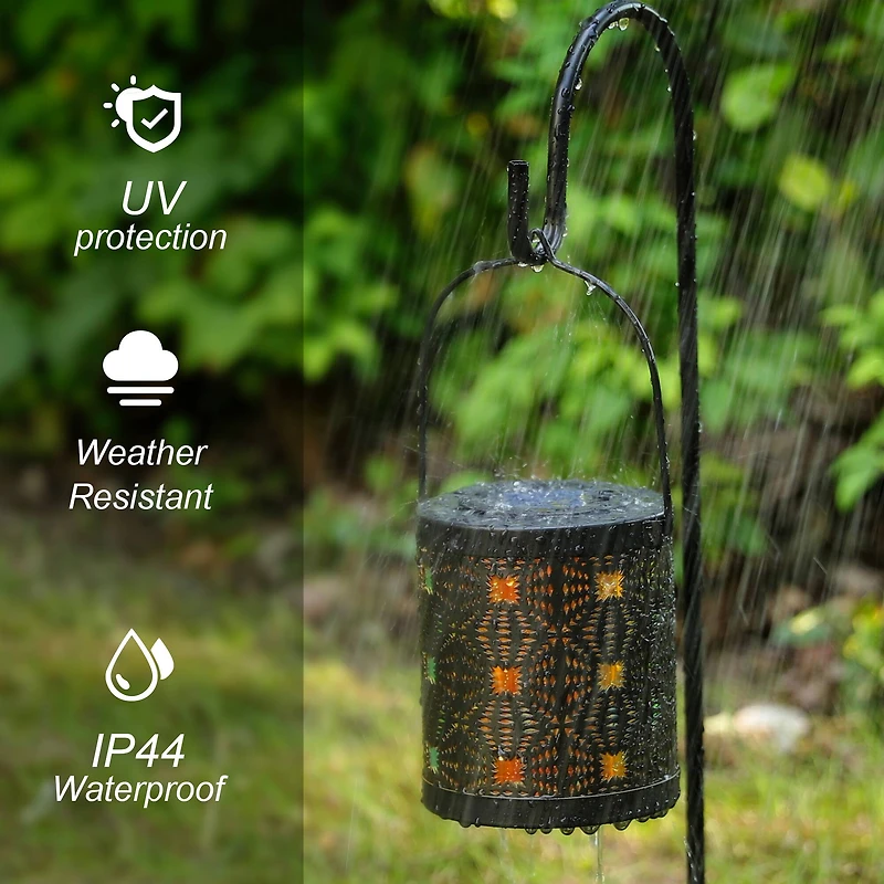Glitzhome® Metal Cutout Pattern Solar Powered Lanterns, 2ct.