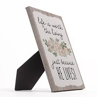 Because He Lives 8" x 10" Tabletop Canvas