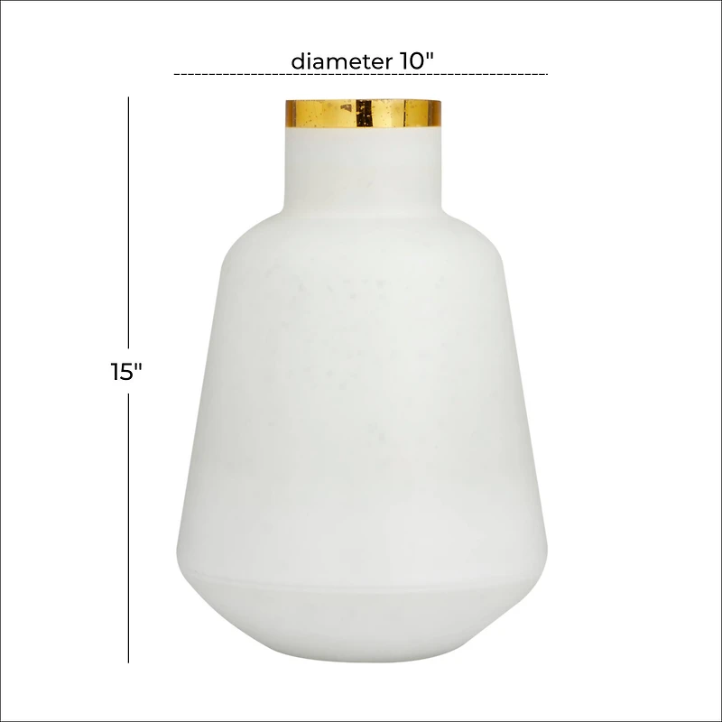 White Glass Glam Vase, 15" x 10" x 10"