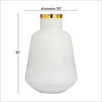 White Glass Glam Vase, 15" x 10" x 10"