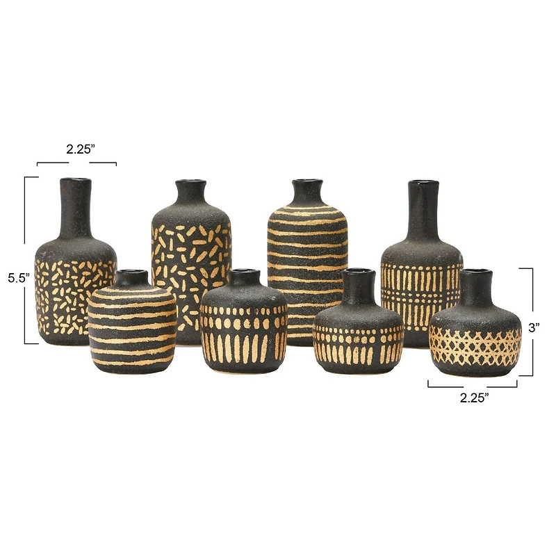 Hello Honey® Black & Gold Decorative Stoneware Vase Set