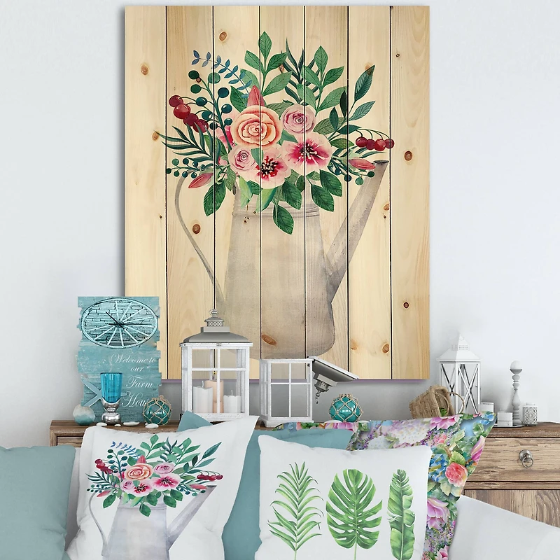 Designart - Bouquets of Flowers In Rustic Flowering Pot