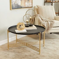 33" Gold & Black Metal Modern Coffee Table