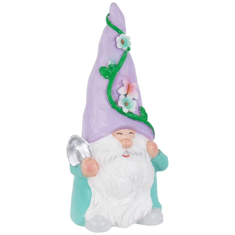 8" Happy Gardening Gnome with Shovel Outdoor Garden Statue