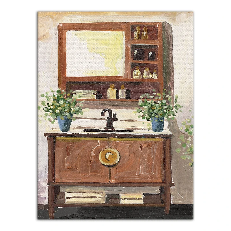 Farmhouse Bathroom 12" x 16" Canvas Wall Art