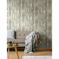 RoomMates Distressed Wood Tan Peel & Stick Wallpaper