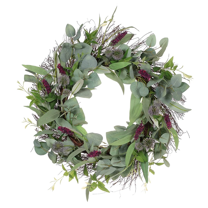 24" Spring Lavender & Thistle Wreath