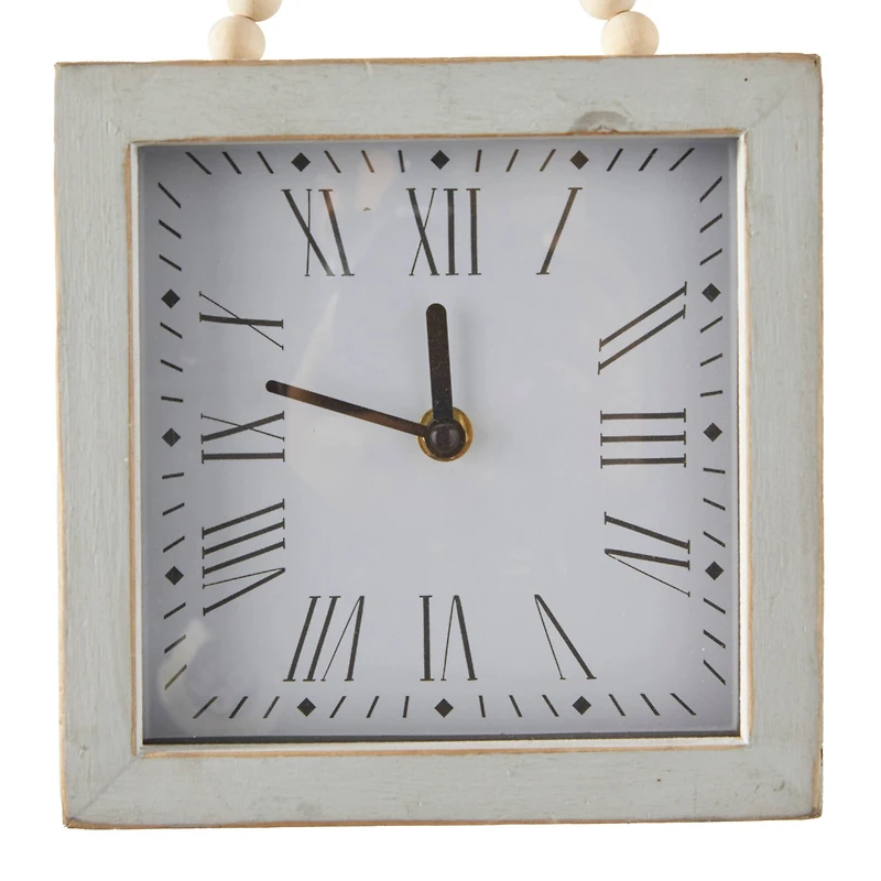 12" White Wood Wall Clock with Rope Strap Set