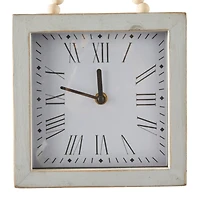 12" White Wood Wall Clock with Rope Strap Set