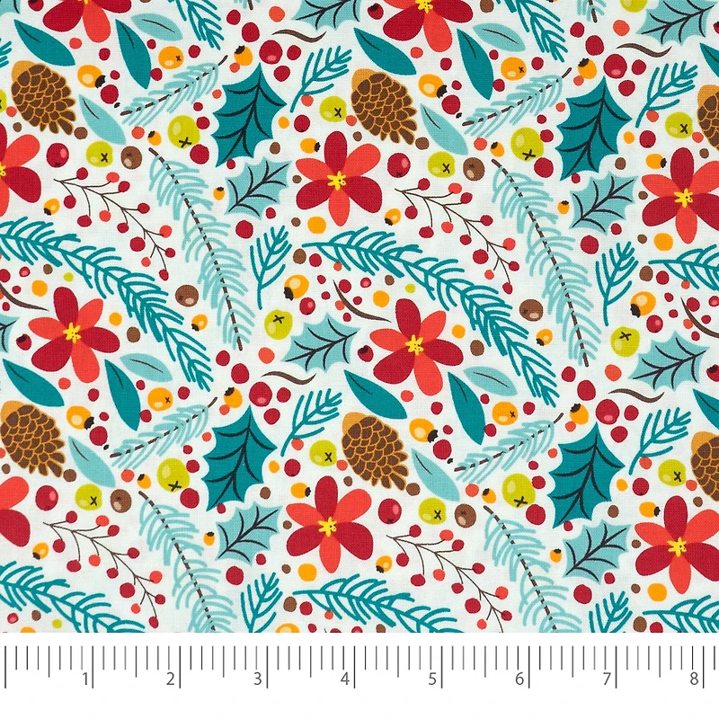 SINGER Christmas Floral Aqua 5 Piece Fat Quarter Bundle
