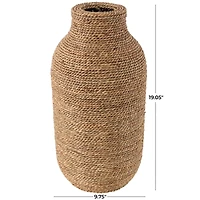 19" Brown Seagrass Handmade Wrapped Vase