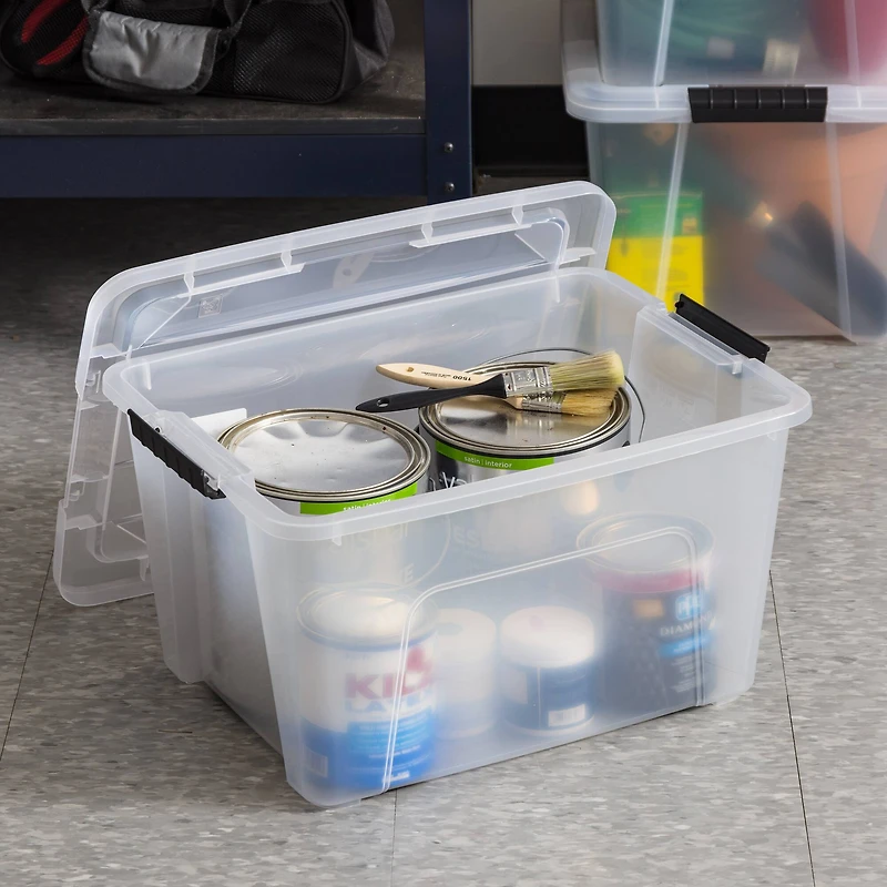 IRIS® 32qt. Buckled Clear Boxes with Clear Buckle Lids, 4ct.