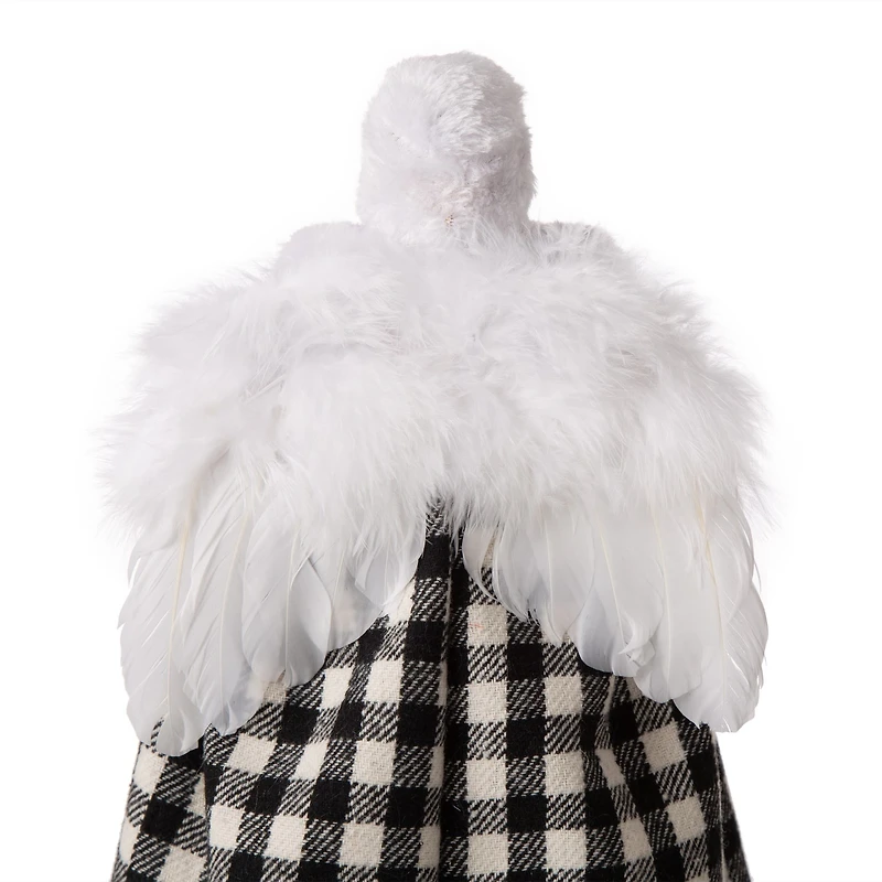 Glitzhome® 12" Black & White Plaid Angel Tree Topper