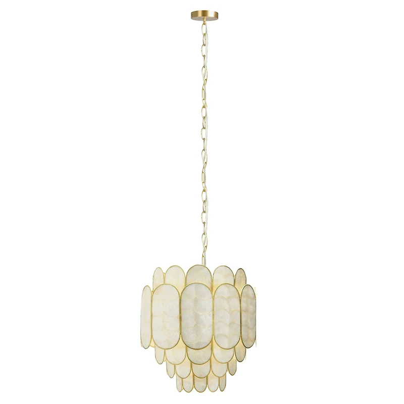 Hello Honey® 17.5" 4-Tier Capiz and Metal Chandelier