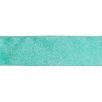 2.5" x 20ft. Turquoise Glitter Wired Taffeta Ribbon by Celebrate It®