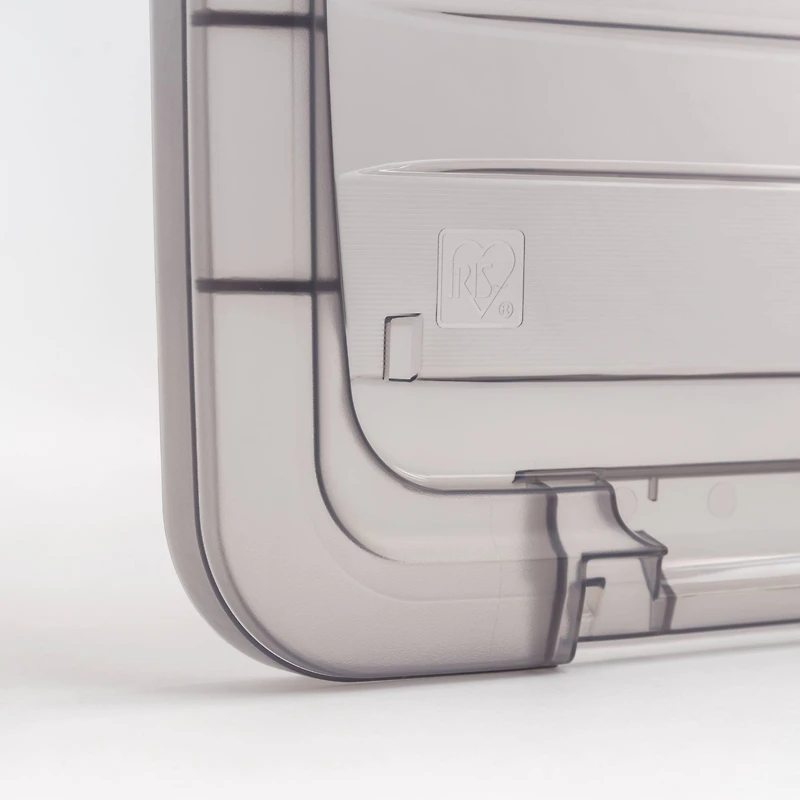 IRIS® Stack & Pull™ Clear Storage Box with Gray Lid
