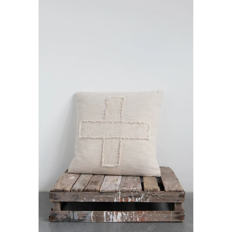 Fringed X Cotton Mudcloth Pillow