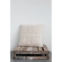 Fringed X Cotton Mudcloth Pillow
