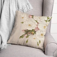 Flowers On Linen Throw Pillow