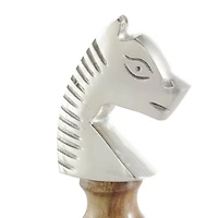 6" Silver Aluminum Metal Chess Sculpture with Round Wood Centers, 3ct.