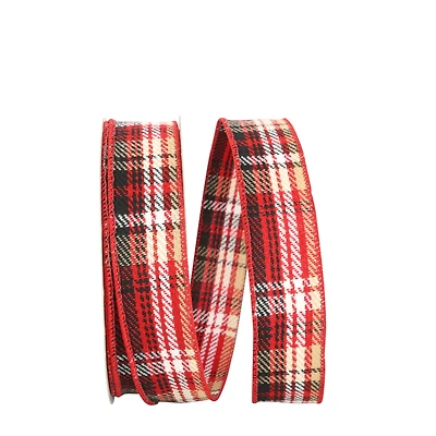 JAM Paper 1.5" x 20yd. Wired Burlington Tweed Plaid Ribbon