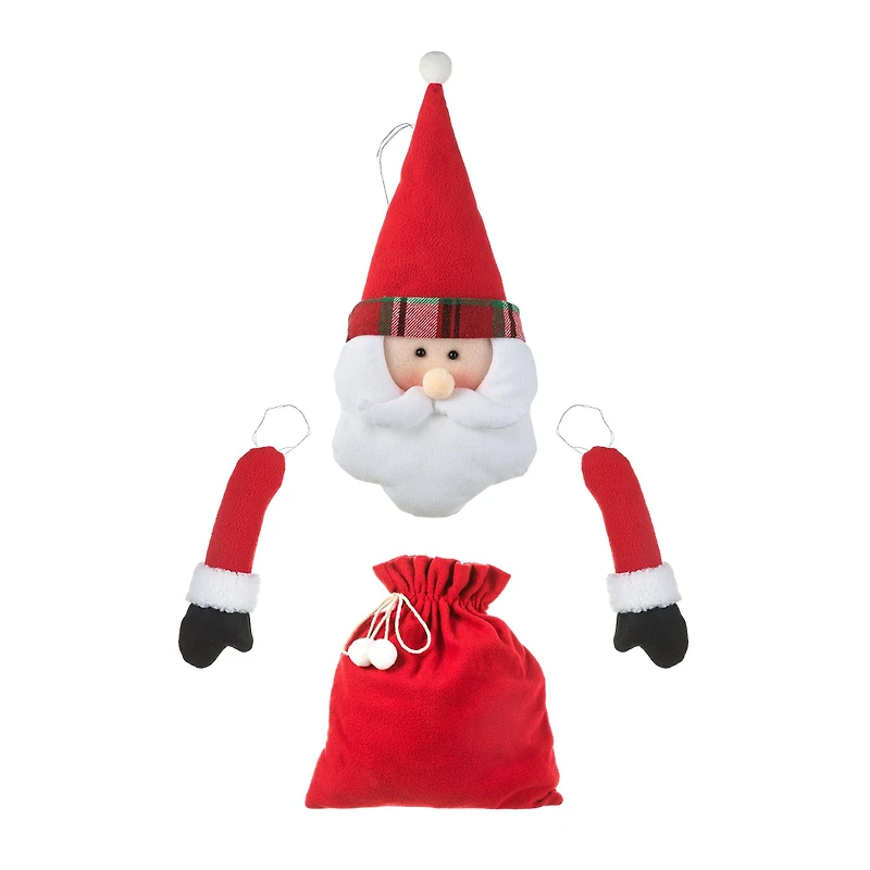 Glitzhome® 20" Jumbo Christmas Fabric Santa Ornament Set