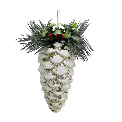 12" Glitter Frosted Pinecone Ornament by Ashland