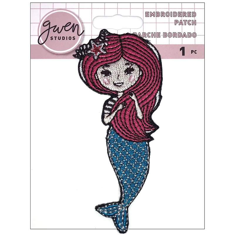 Gwen Studios Iron-On 4" Embroidered Mermaid Patch